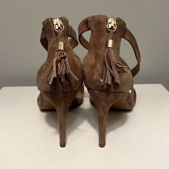 Steve Madden Women's Taupe Suede Strappy Stiletto High Heel Sandals Size 8.5M - Picture 4 of 10